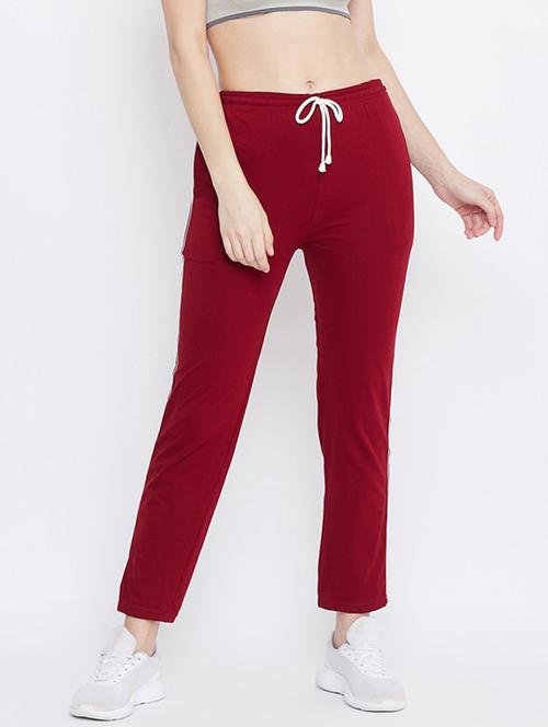 red hosiery solid track pant - 18249408 - Very Small Image - 1
