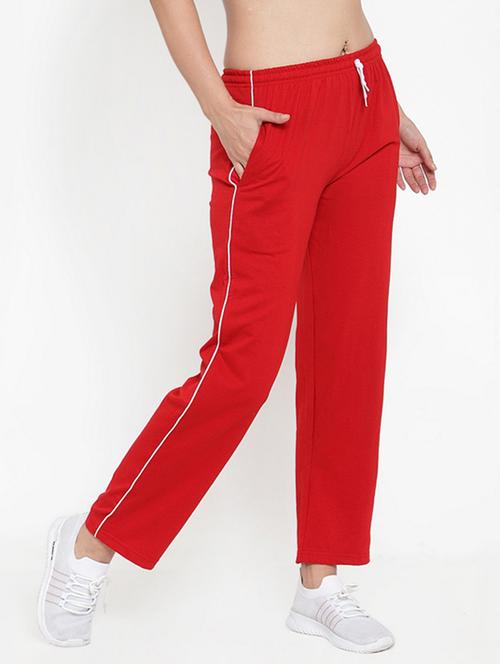 red hosiery solid track pant - 18249412 - Very Small Image - 1