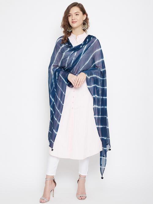 navy poly chiffon dupatta - 18249453 - Very Small Image - 1