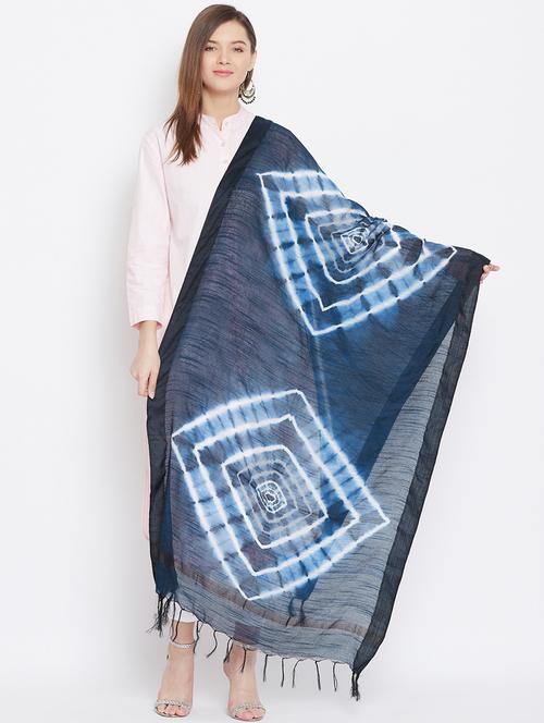 indigo silk dupatta - 18249455 - Very Small Image - 1