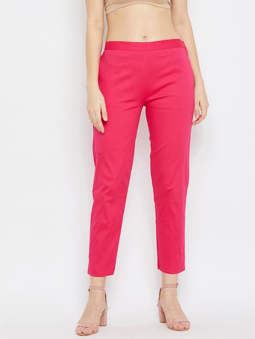 pink solid flat front trouser - 18249506 - Very Small Image - 1