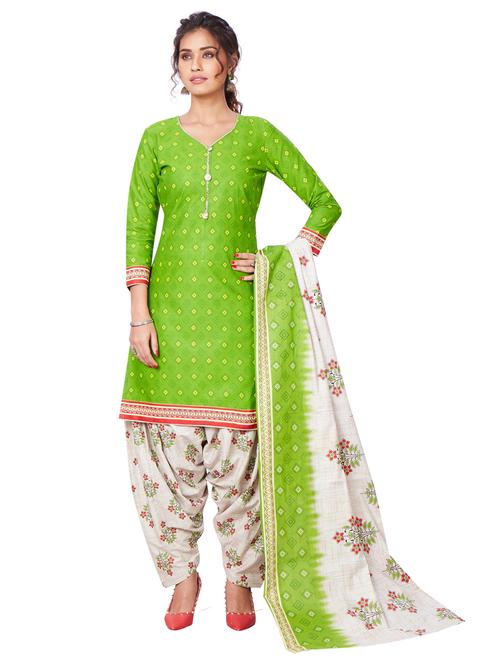 green cotton salwar suit unstitched - 18249601 - Very Small Image - 1