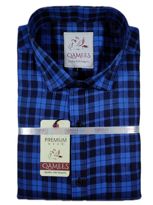 pure cotton indigo checked men regular  - 18250436 - Very Small Image - 1