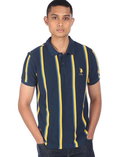 navy-blue striped polo t-shirt - 18252241 - Very Small Image - 1