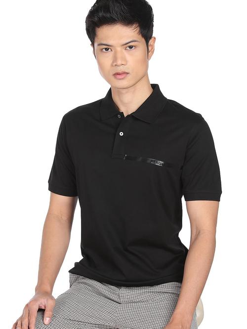 black solid polot-shirt - 18252266 - Very Small Image - 1