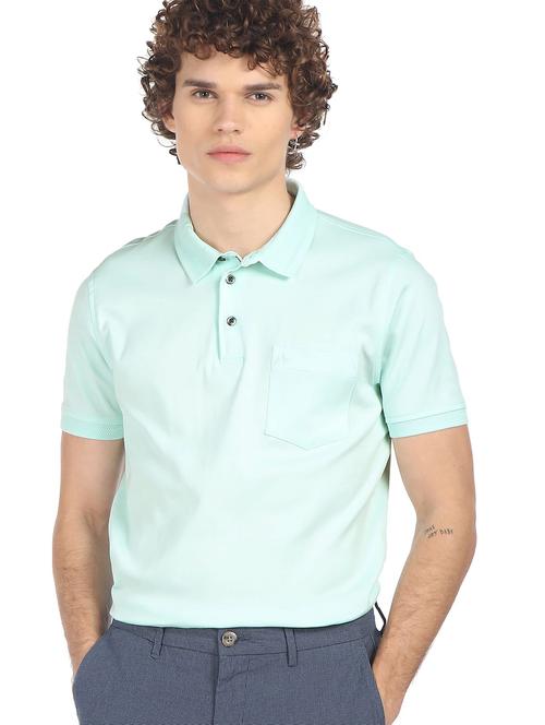 blue solid polo t-shirt - 18252270 - Very Small Image - 1