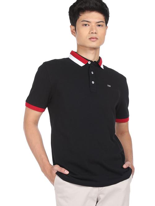 black solid polo t-shirt - 18252272 - Very Small Image - 1