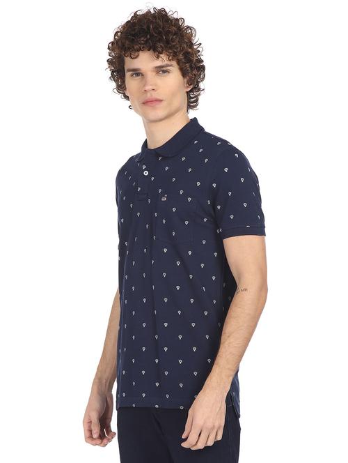 blue printed polo t-shirt - 18252314 - Very Small Image - 1