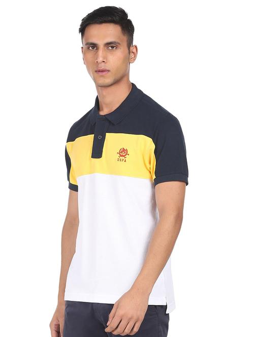 blue color block polo t-shirt - 18252394 - Very Small Image - 1