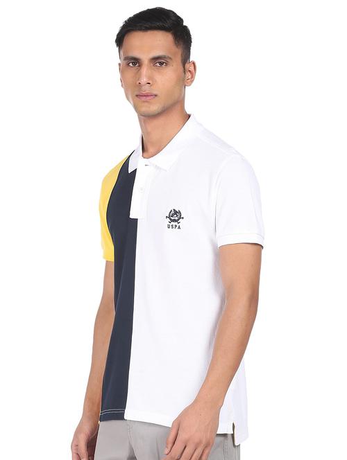 yellow color block polo t-shirt - 18252403 - Very Small Image - 1