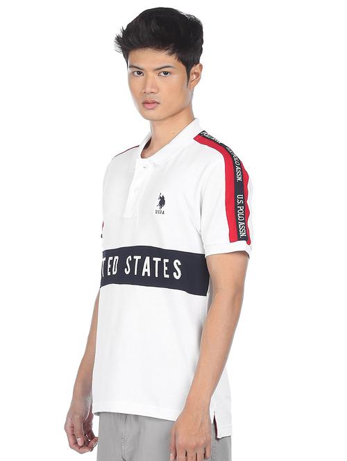 white color block polo t-shirt - 18252418 - Very Small Image - 1