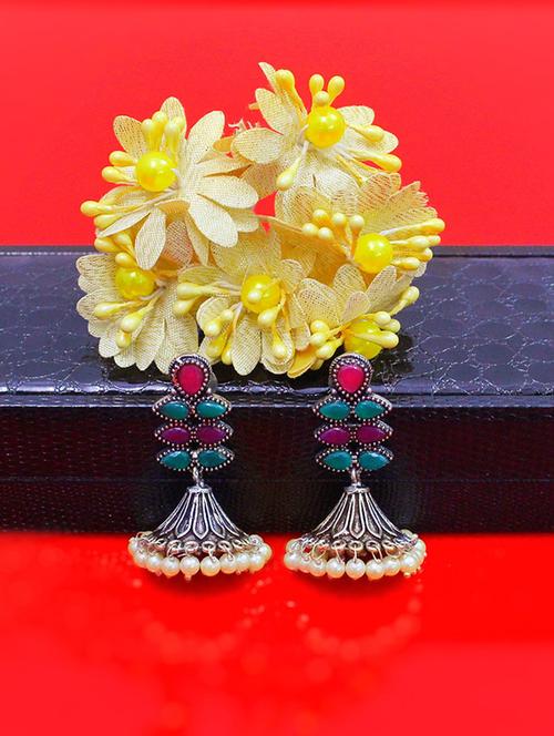 multi colored brass drop earring - 18252975 - Very Small Image - 1