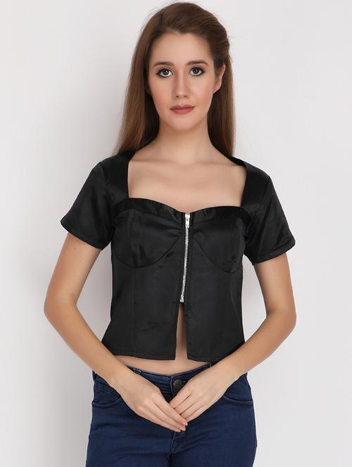 sweetheart neck solid crop top - 18253469 - Very Small Image - 1