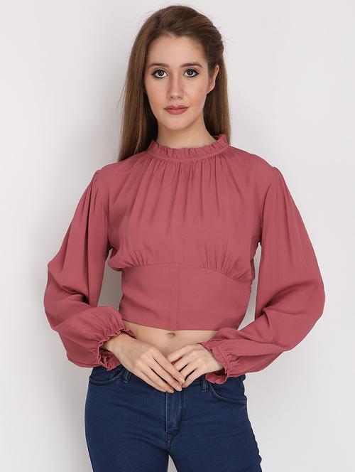women's peplum mock neck top - 18253471 - Very Small Image - 1