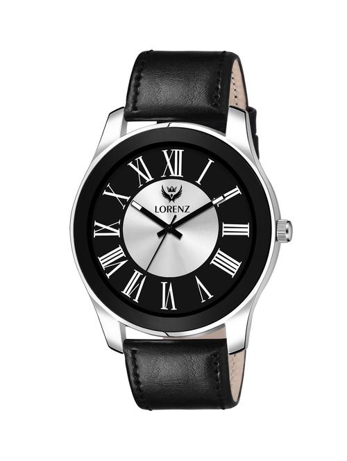 lorenz two tone dial & black leather strap analogue watch for men | mk-406r - 18253869 - Very Small Image - 1