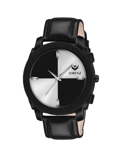 lorenz two tone dial & black leather strap analogue watch for men | mk-4010r - 18253873 - Very Small Image - 1
