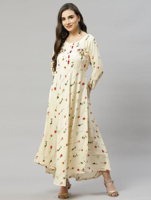 round neck floral fit & flared dress - 18253965 - Very Small Image - 1