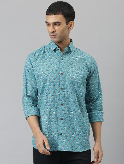 mens block print casual shirt - 18254051 - Very Small Image - 1