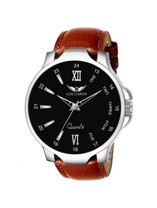lois caron lcs-4239 black dial & brown strap for boys analog watch - for men - 18254301 - Very Small Image - 1