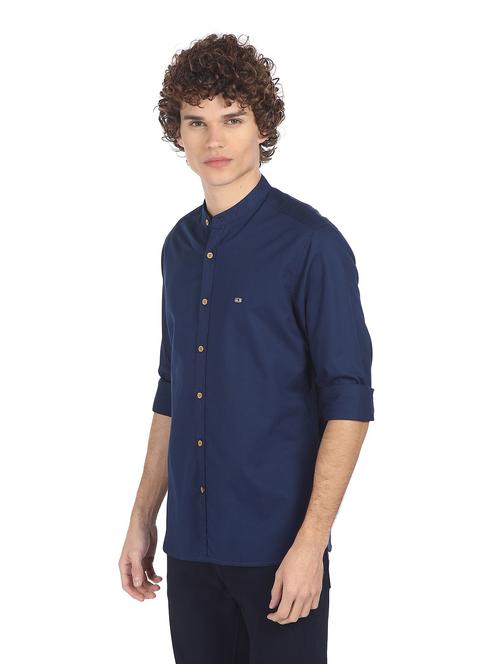 blue solid casual shirt - 18254917 - Very Small Image - 1