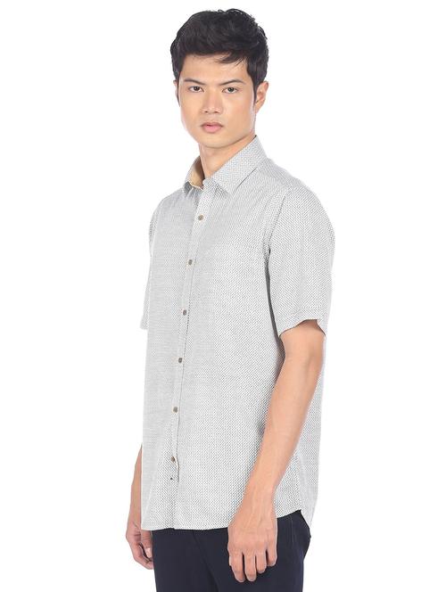 mens micro print casual shirt - 18254946 - Very Small Image - 1