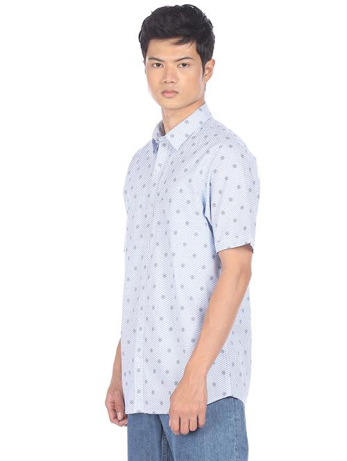 blue printed casual shirt - 18254947 - Very Small Image - 1