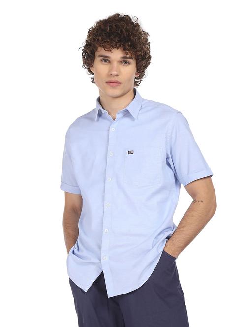 blue solid casual shirt - 18254963 - Very Small Image - 1
