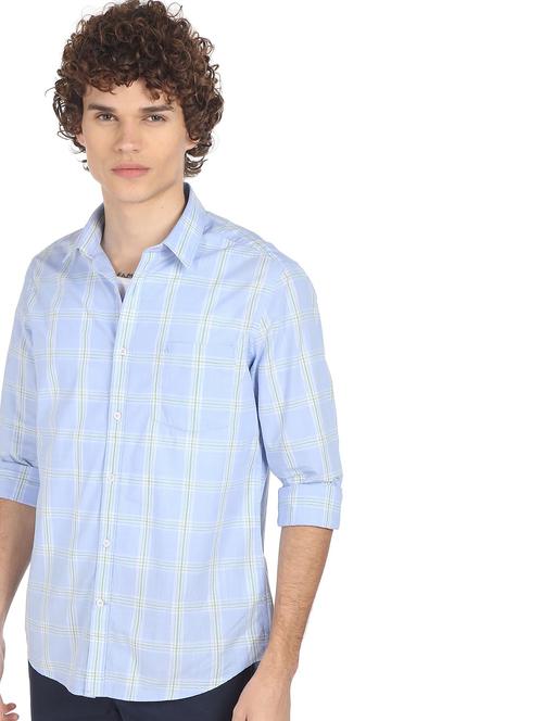 blue checked casual shirt - 18254978 - Very Small Image - 1
