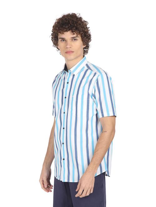 blue striped casual shirt - 18254995 - Very Small Image - 1