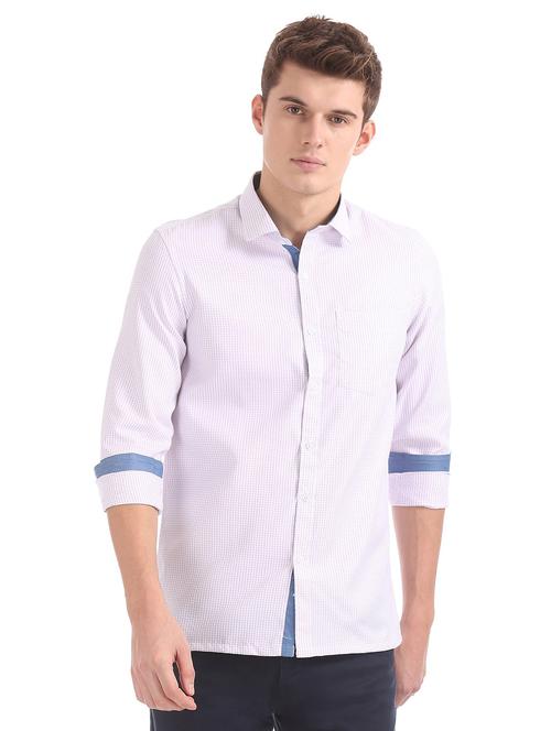 lavender printed formal shirt - 18256346 - Very Small Image - 1