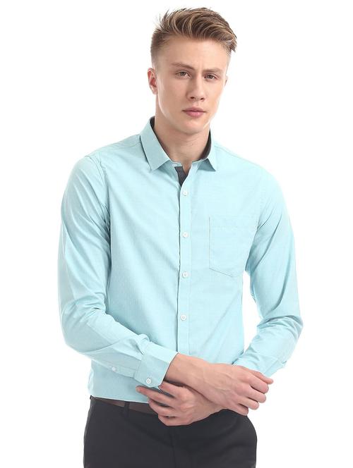 turquoise printed formal shirt - 18256534 - Very Small Image - 1