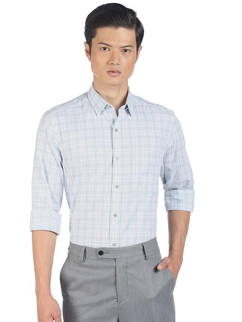 blue checked formal shirt - 18256660 - Very Small Image - 1