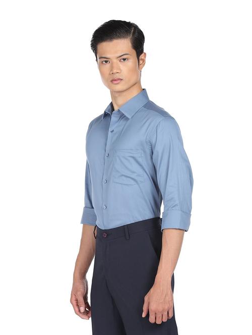blue solid formal shirt - 18256675 - Very Small Image - 1