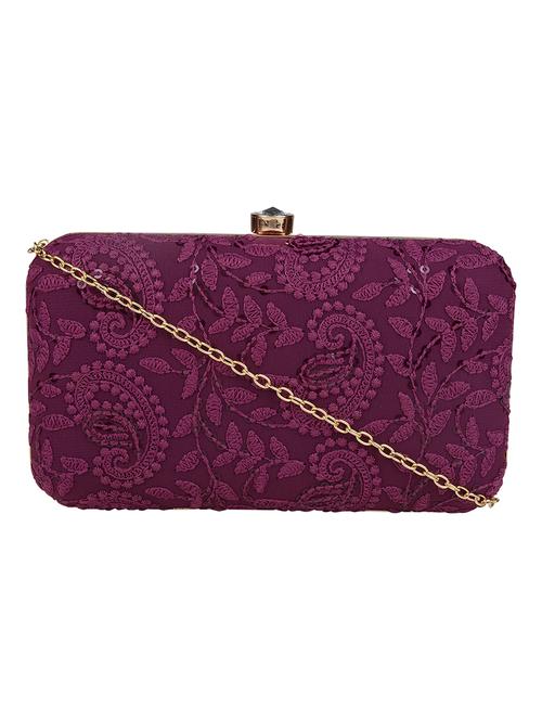 Purple Cotton Polyester Blend Regular Clutch - 18257420 - Very Small Image - 1