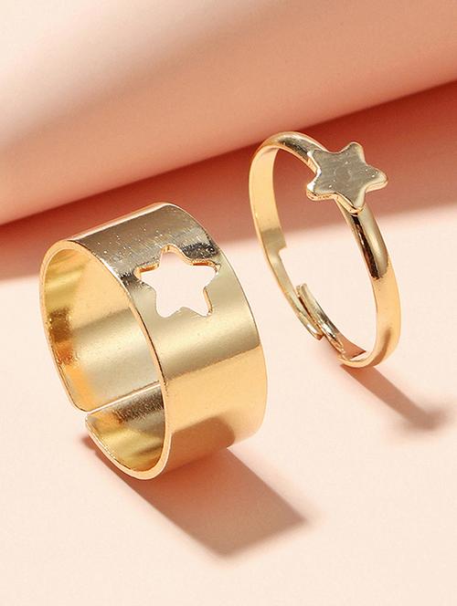 stylish golden star couple ring matching wrap finger ring - 18257830 - Very Small Image - 1