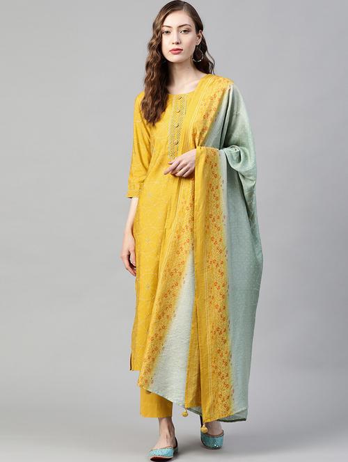 yellow modal kurta pant  set - 18257936 - Very Small Image - 1