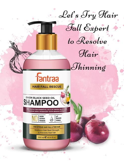 fantraa onion black seed oil shampoo for extreme hair fall & thin hair (300 ml) - 18259710 - Very Small Image - 1