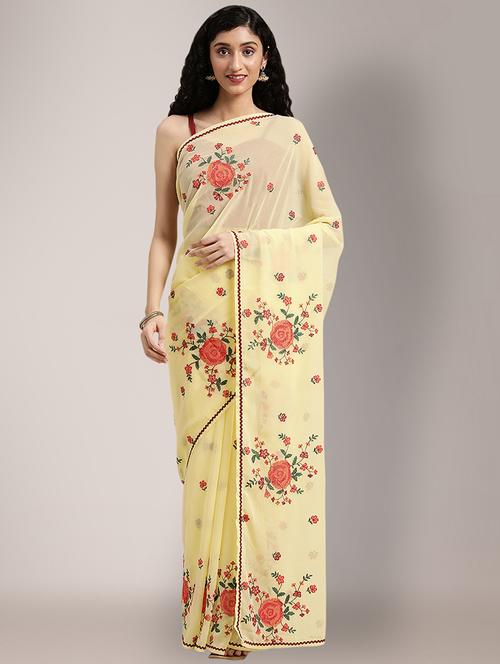 women's embroidered saree with blouse - 18260703 - Very Small Image - 1