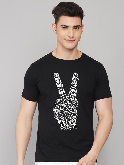 black front print t-shirt - 18261003 - Very Small Image - 1