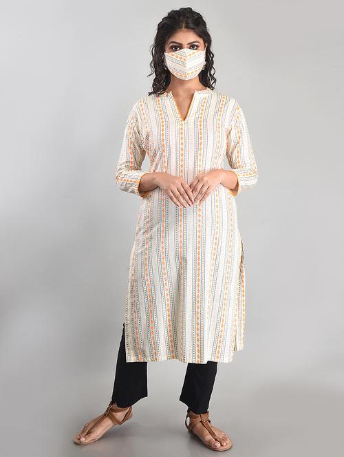 yellow printed straight kurta - 18261058 - Very Small Image - 1