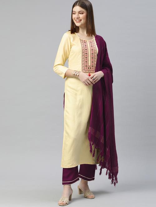 cream cotton kurta pant  set - 18261459 - Very Small Image - 1