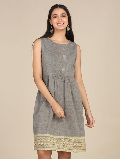 sleeveless solid fit & flare dress - 18262132 - Very Small Image - 1