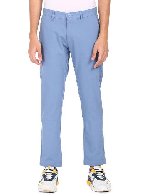 blue solid casual trouser - 18262162 - Very Small Image - 1