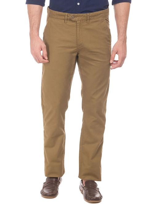 brown solid casual trouser - 18262175 - Very Small Image - 1