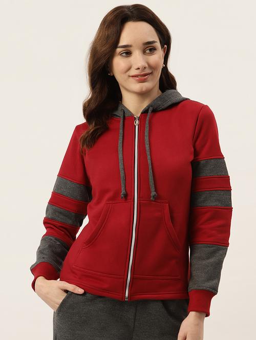 long sleeve solid hooded jacket - 18263167 - Very Small Image - 1