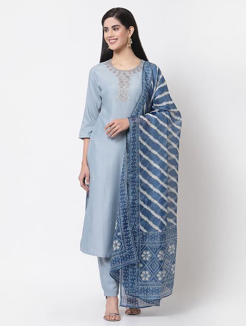 printed kurta pant dupatta suit set  - 18263246 - Very Small Image - 1