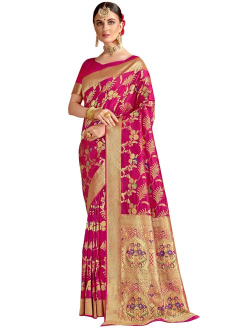 pink silk saree with blouse - 18264613 - Very Small Image - 1