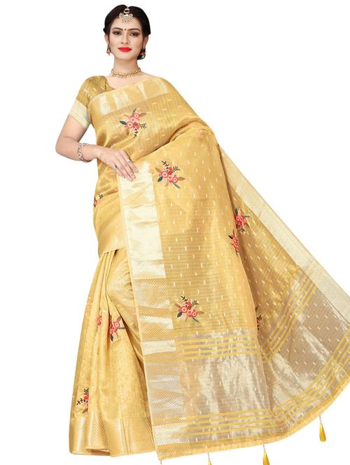 yellow cotton silk saree with blouse - 18265520 - Very Small Image - 1