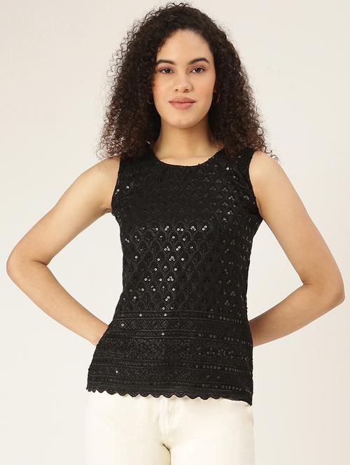 round neck embellished top - 18266464 - Very Small Image - 1