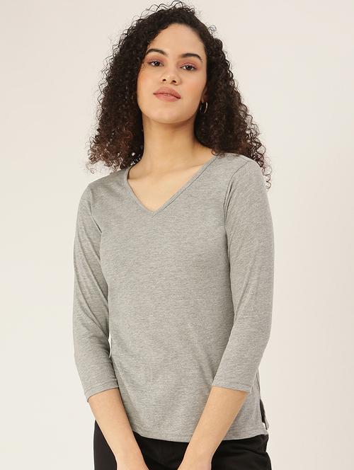 v-neck solid tee - 18266558 - Very Small Image - 1
